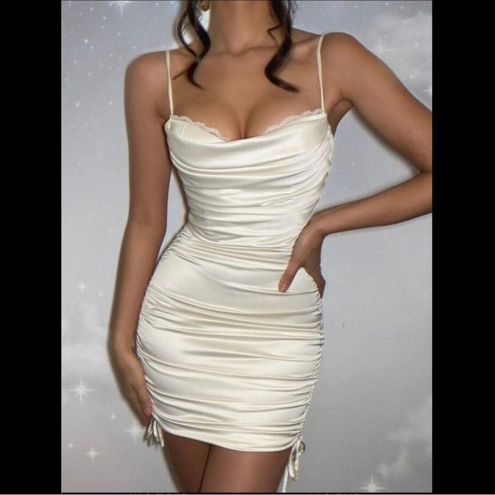 Oh Polly All For You Lace Trim Mini Dress